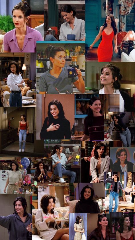 Monika Geller Outfits, Courtney Cox Outfits, Monica Geller Outfits 90s Fashion, Courtney Cox Now, Friends Outfits 90s Monica, Courtney Cox 90s, Monica Geller Hair, Ootd Yearbook, Courtney Cox Hair