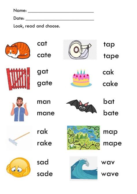 CVC words online worksheet for Elemental. You can do the exercises online or download the worksheet as pdf. Cvc Cvce Worksheet, Magic E Words Worksheet, Letter A Worksheet, Cvce Worksheets, K Words, Magic E Words, Letter Worksheets For Preschool, Cvc Words Worksheets, Cvc Words Kindergarten