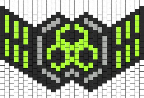 Bio hazard kandi mask pattern Kandi Mask Patterns, Mask Bead, Kandi Mask, Ninja Mask, Kandi Cuff Patterns, Diy Kandi Bracelets, Pony Bead Crafts, Diy Kandi, Rave Babe