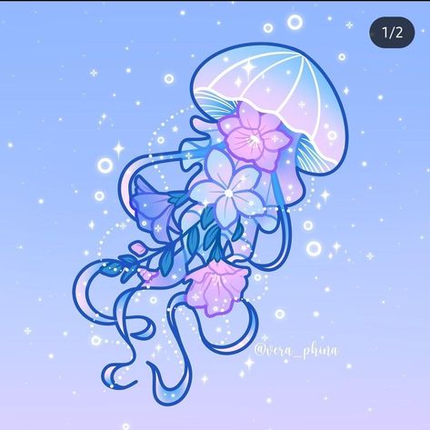 Blue Jelly Fish Aesthetic, Dreamy Doodles, Baby Jellyfish, Jellyfish Illustration, Sea Creatures Art, Jellyfish Drawing, Jellyfish Art, Japon Illustration, Fish Drawings