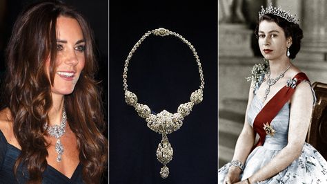 Dazzling diamonds: Kate wears Queen Elizabeth's rare jewels to gala Nizam Of Hyderabad, Royal Engagement Rings, Queens Jewels, Tiaras Jewellery, Luxury Engagement Rings, Royal Family England, Royal Tiaras, Jewel Wedding, Her Majesty The Queen