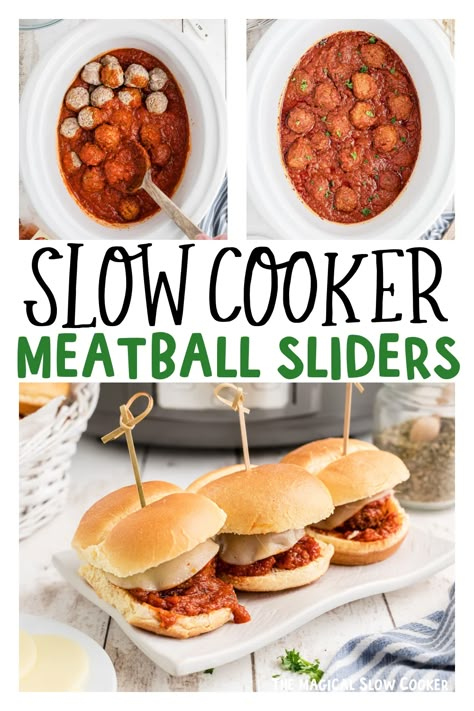 Meatball Subs Slow Cooker, Meatball Sandwich Recipes Crockpot, Crockpot Meatballs Marinara, Crockpot Sliders, Meatball Bar, Slow Cooker Frozen Meatballs, Slow Cooker Meatball Subs, Meatballs And Marinara Sauce, Frozen Meatballs Crockpot