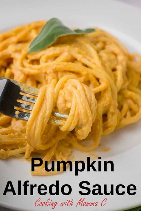 Alfredo Pumpkin Pasta Sauce features a delicious combination of pumpkin puree, cream, Parmesan, Romano, garlic and sage! You'll love this easy pumpkin Alfredo recipe that's ready in 15 minutes or less! #pumpkinalfredo #pumpkinpastasauce #pumpkinpasta Pumpkin Puree Recipes Healthy, Pumpkin Alfredo Sauce, Pumpkin Alfredo, Puree Recipes, Pumpkin Pasta Sauce, Pumpkin Puree Recipes, Pasta Alfredo, Pumpkin French Toast, Pumpkin Sauce