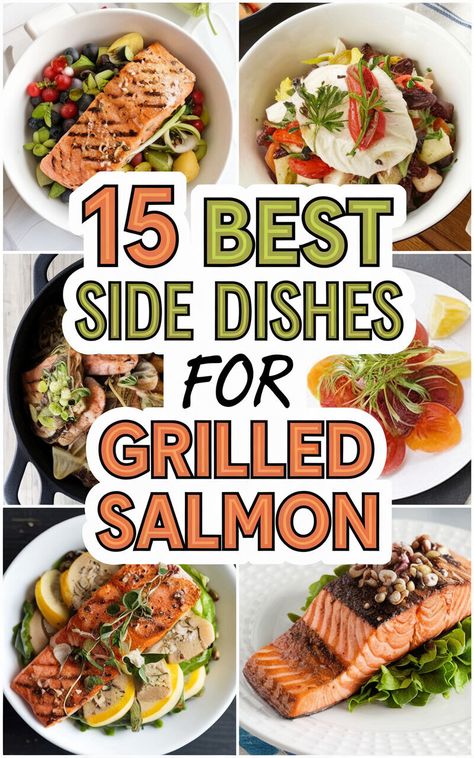 Elevate your grilled salmon game with these delicious side dish ideas! 🐟🥗 #grilledsalmon #sidedishes #yum Salmon Dinner Sides Dishes, Sides For Smoked Salmon, Sides To Eat With Salmon, What To Pair With Salmon, Best Side Dishes For Salmon, Grilled Shrimp Sides, Sides With Salmon Dishes, Salmon Dinner Sides, Grill Salmon Recipes