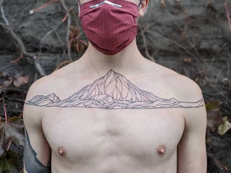 Freehand Antarctica's Mount William tattooed in line Dino Nemec, Man Body Parts, Inspired Tattoos, Nature Mountains, Mountain Tattoo, Line Art Tattoos, Art Nature, Male Body, Tattoo Artist