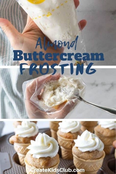 Almond Buttercream Frosting Recipe, Recipe For Cakes, Cupcake Icing Recipe, Almond Buttercream Frosting, Best Frosting Recipe, Best Frosting, Almond Frosting, Homemade Gravy Recipe, Almond Buttercream