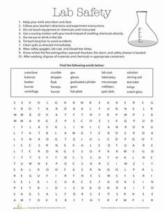 lab safety word search | Games Activities Worksheets Workbooks Articles Science Fair Schools ... Middle School Worksheets Free Printable, Safety Worksheets, Science Lab Safety, Lab Safety Rules, Free Science Worksheets, Science Safety, Sixth Grade Science, Mad Scientists, Lab Week