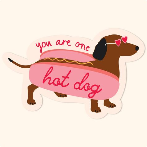 강아지 그림, Dog Stickers, Gift Stickers, Hot Dogs, Cute Stickers, Dachshund, Sake, Sticker Design, Illustration Art