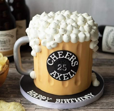 Beer Stein Cake, Cheers And Beers Cake, Beer Birthday Cake, Birthday Beer Cake, Cake Design For Men, Chocolate Beer, Old Cake, Dad Birthday Cakes, Birthday Cake For Him