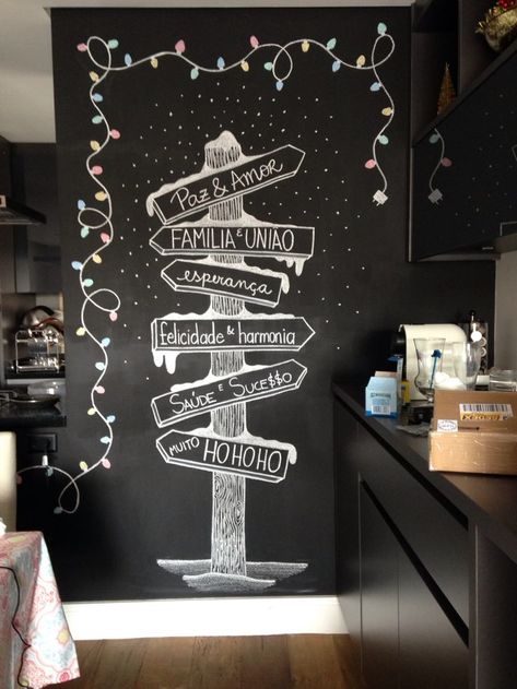 Chalk Art Christmas, Blackboard Decoration, Blackboard Lettering, Chalk Wall Art, Chalk Menu, Chalk Markers Art, Christmas Chalkboard Art, Chalkboard Wall Art, Art For Christmas