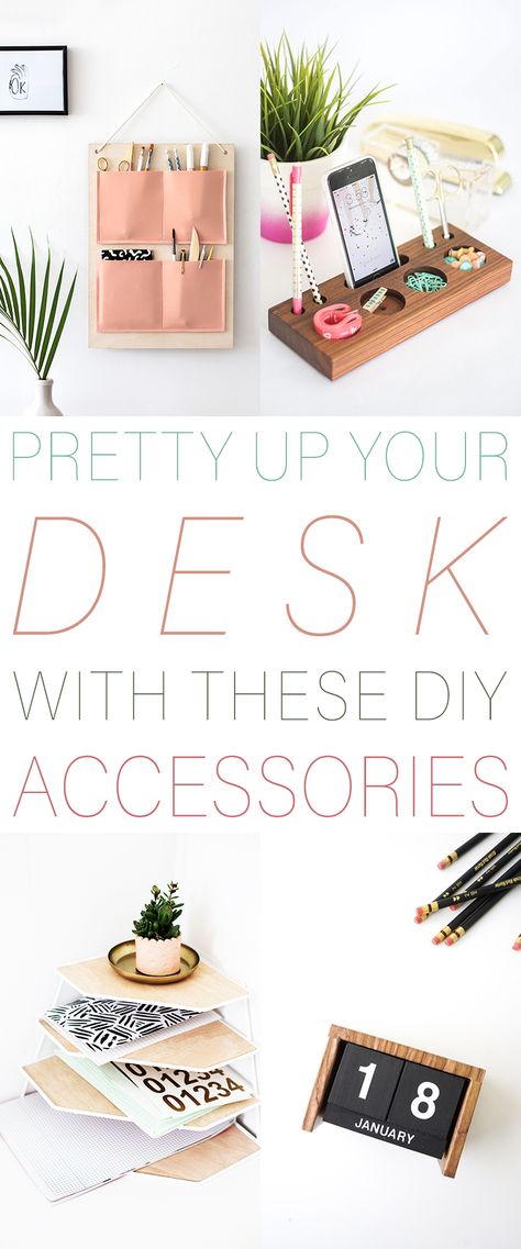 Pretty Up Your Desk With These DIY Desk Accessories   #DIY #DIYDESK #DIYDESKACCESSORIES #Accessories #DIYAccessories #OfficeAccessories #DIYOfficeAccessories #PrettyDesk #MakeYourDeskPretty #DIYPenHolder #DIYOfficeOrganizer #DIYPerpetualCalendar Diy Desk Accessories, Office Desk Organization, Diy Office Desk, Diy Wood Pallet, Pretty Desks, Cute Desk Accessories, Diy Storage Rack, Cute Office Supplies, Diy Organizer