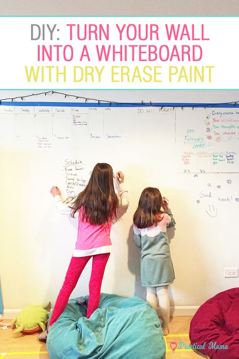 How to turn your wall into a dry erase white board with dry erase paint with directions and tips. Dry Erase Paint Wall, Wall Whiteboard, Diy Whiteboard, Whiteboard Paint, Dry Erase Paint, Large Walls, Black Chalkboard Paint, Whiteboard Wall, Dry Erase Wall