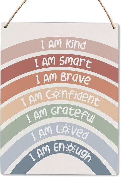 Mindfulness Room, Boho Rainbow Wall, I Am Brave, Baby Gril, Inspirational Quote Wall, Rainbow Wall Decor, Inspirational Quotes Wall Art, Quote Wall Art, Rainbow Wall