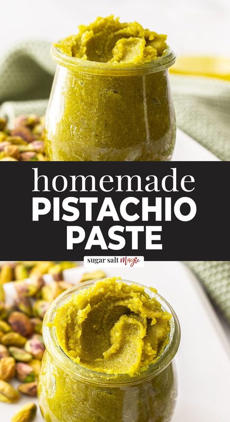 Homemade Pistachio Paste, Pistachio Butter Recipe, Pistachio Paste Recipe, Pistachio Spread, Pistachio Paste, Marzipan Recipe, Nespresso Recipes, Pistachio Recipes, Pistachio Butter