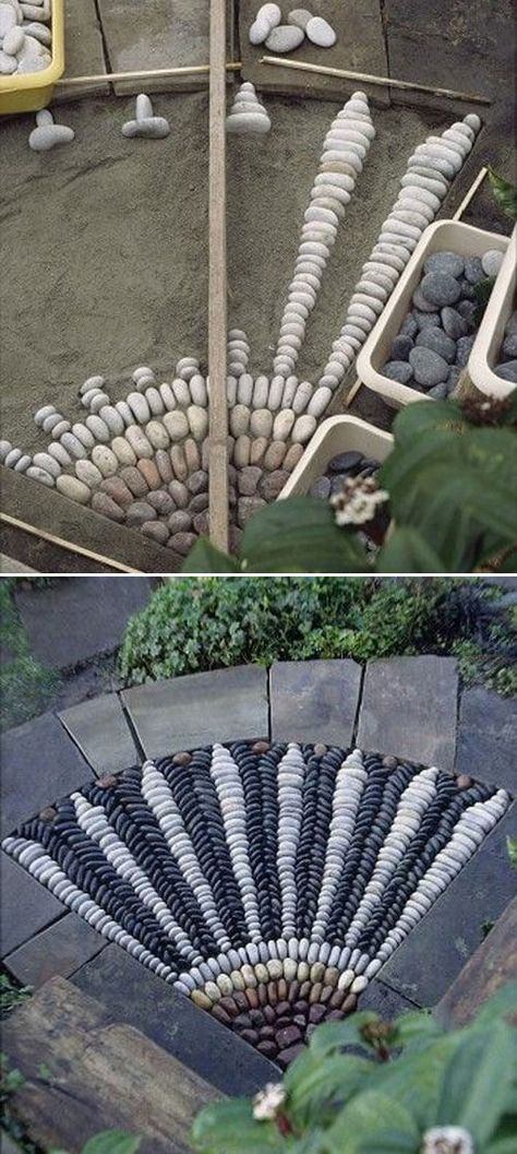 38+ Creative Patio & Garden Floor Decorating Ideas With Patterns For 2020 How To Make Lava, Magic Pattern, Spiral Garden, Stone Driveway, Painted Patio, Garden Floor, Garden Walkway, Survival Gardening, Patio Flooring