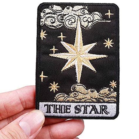 The Star Tarot Card Fortune Telling 3.6" Iron On Embroidered Thermoadhesive Patch for Clothing The Star Tarot Card, Star Tarot Card, The Star Tarot, Earring Pins, Sigil Magic, Hook And Loop Fasteners, Chicken Scratch, Diy Patches, Fortune Telling