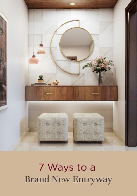 Transform the entryway to your house with these simple but effective ideas! Entryway Simple, Ideas Recibidor, Entrance Foyer Design, Mirror Decor Ideas, Mirror Decor Living Room, Mirror Interior Design, Entryway Bathroom, Stickers Design, Mirror Design Wall