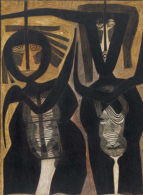 Cecil Skotnes - Couple (1965) Cecil Skotnes, South African Art, Afrikaanse Kunst, Grand Art Mural, South African Artists, African Artists, Africa Art, Arte Popular, Outsider Art