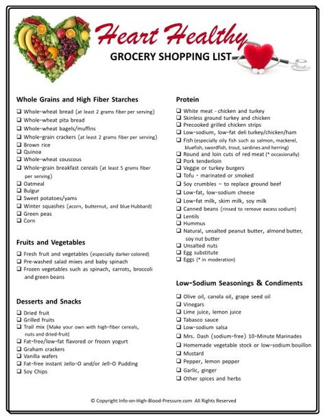 Free printable heart healthy grocery shopping list.  Just print and shop. Healthy Shopping List Grocery, Heart Healthy Food List, Heart Healthy Diet Recipes, Cholesterol Friendly Recipes, Heart Healthy Foods, Healthy Grocery Shopping, Healthy Shopping List, Heart Healthy Recipes Low Sodium, Heart Diet