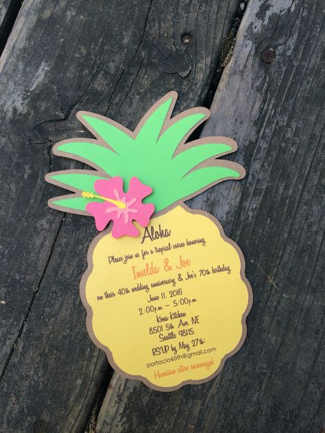 Pineapple invitation Tropisk Fest, Pineapple Birthday Party, Pineapple Theme, Tropical Birthday Party, Pineapple Birthday, Aloha Party, Fest Temaer, Invitation Card Birthday, Hawaiian Party Decorations