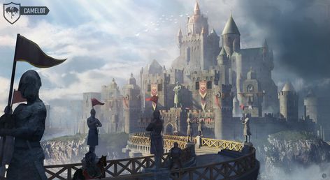 Camelot castle ( Artstation challenge), Yashaswi Karthik on ArtStation at https://www.artstation.com/artwork/L2lqwP Camelot Castle, Minecraft Castle Blueprints, Ancient Technology, Castle Art, Medieval World, Paintings And Drawings, Image Painting, Fantasy City, Fantasy Castle