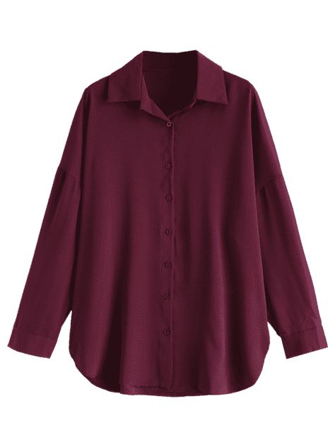 Drop Shoulder Longling Shirt - MAROON ONE SIZE Cute Blouses For Women, Maroon Blouse, Embroidered Chiffon, Cute Blouses, Blouse Online, Chiffon Blouse, Shop Blouses, Drop Shoulder, Trendy Fashion