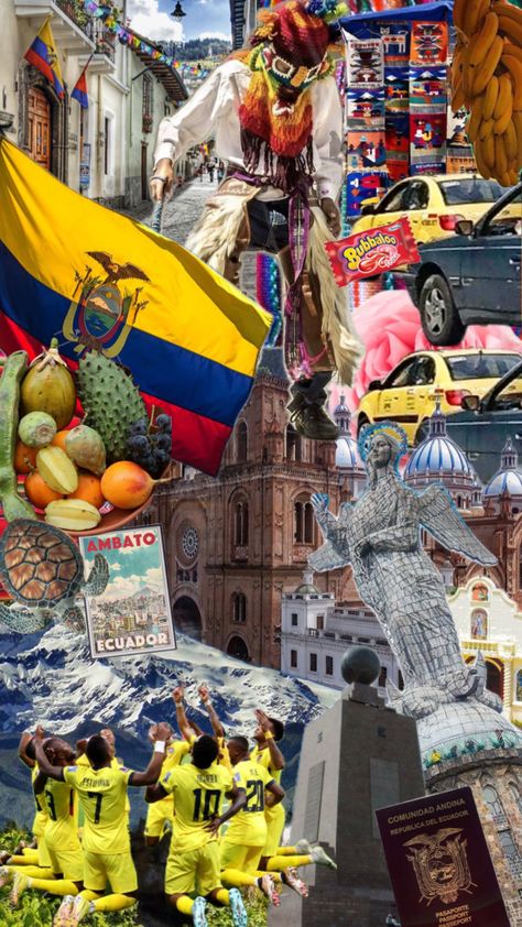 #myfirstshuffle Ecuador Wallpaper, Ecuador Aesthetic, Football Celebrations, Latino Culture, Travel Collage, Ecuador Travel, Crystal Vibes, Honey Moon, Collage Background