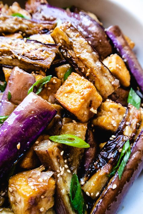 Eggplant Tofu Recipe, Recipe With Tofu, Eggplant Tofu, Chinese Eggplant Recipes, Eggplant Stir Fry, Chinese Eggplant, Zucchini Aubergine, Braised Chicken Breast, Cooking Eggplant