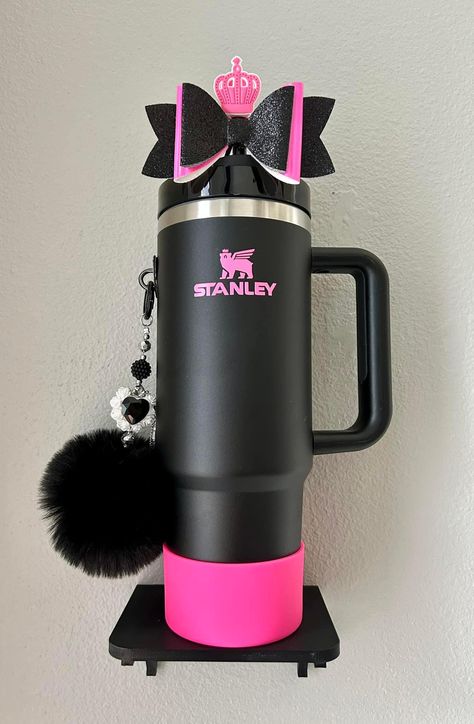 Bling Stanley Cup, Dark Pink Stanley Cup, Preppy Stanley, Pink Stanley Cup Accessories, Black Stanley, Stanley Water Bottle Pink, Hot Pink Stanley Tumbler, Makeup Gifts Basket, 2nd Birthday Cake Boy