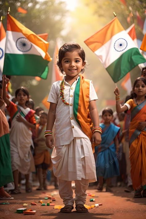 Premium AI Image | Indian child celebrating independence or republic day of india generative ai Republic Day Of India, Kids Social Media, Colorful Animal Paintings, India For Kids, Republic Day India, Independence Day India, Independance Day, India Independence, Social Stories