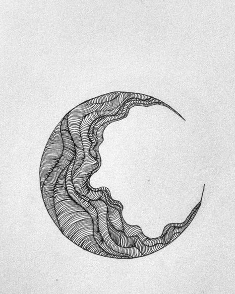 Drawing Ideas Moon, Diary Painting, Snow Tattoo, Fineliner Art, Linear Art, Pen Art Drawings, Doodle Ideas, Moon Drawing, Japon Illustration