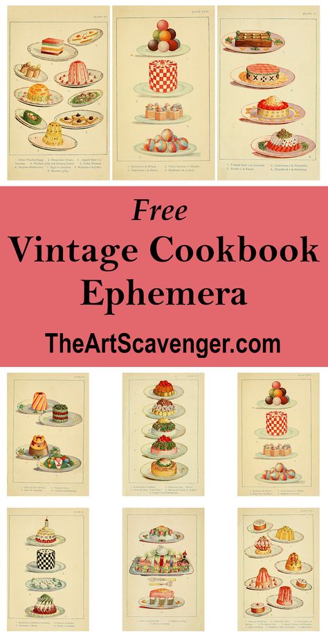 Free Cooking Printables, Food Printables Free, Cookbook Printables Free, Vintage Kitchen Prints, Recipe Junk Journal Ideas, Vintage Kitchen Ephemera, Collage Sheets Free Printables, Vintage Recipe Cards Printable Free, Vintage Recipe Book Aesthetic