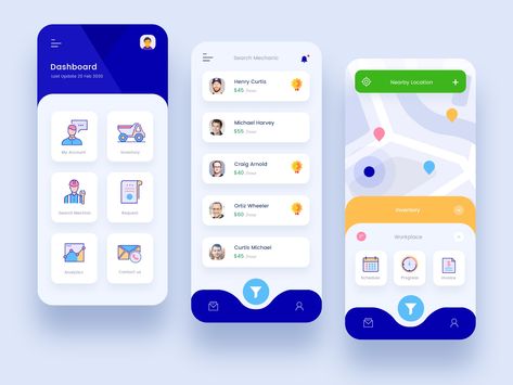 Equipment Mobile App Design by Naresh Kumar Mobile App Design Templates, Best App Design, App Template Design, Desain Ux, To Do App, Telephone Design, Ui Ux 디자인, Ux App Design, App Design Layout