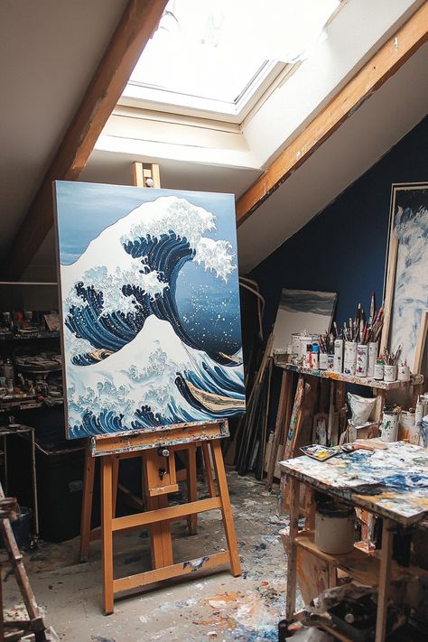 Creative Tiny Art Studio. Skylight illuminated easel corner with massive wave painting.

Set your canvas aside for a moment, we've gathered 58 awe-inspiring artist studios from around the world that are bound to light your creative fuse. These art dens not only house the muses of your favorite painters, sculptors, and digital artists, but also reflect their unique personalities and artistic styles.…

Read more: https://tastyinteriors.com/generated-post-58-artist-studio-inspirations/ Tiny Art Studio, The Muses, Artist Studios, Tiny Art, Wave Painting, Painting Set, Digital Artists, Cozy Corner, Awe Inspiring