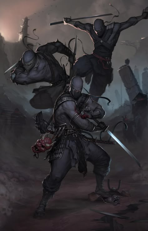 ArtStation - Ninjas, Aleksey Bayura Armadura Ninja, Ninja Assassin, Arte Ninja, Ninja Art, Male Character, Samurai Art, Fantasy Warrior, Arte Fantasy, 판타지 아트