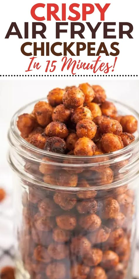 Crispy air fryer chickpeas are the perfect healthy snack when you’re craving something tasty and crunchy. This easy recipe takes seasoned garbanzo beans and roasts them in an air fryer until crisped and delicious. Crispy Air Fryer Chickpeas, Air Fryer Chickpeas, Fry Food, Air Fryer Recipes Vegetarian, Air Fryer Oven Recipes, Air Fry Recipes, Crispy Chickpeas, Mexican Theme, Air Fryer Dinner Recipes