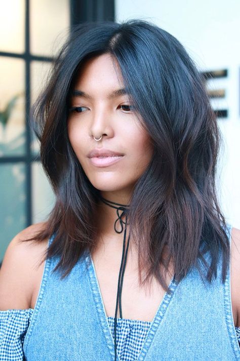 Shag Mid Length Haircut Photos Fall Hair Cuts, Soft Layers, Peinados Fáciles Para Cabello Corto, Penteado Cabelo Curto, Mid Length Hair, Trending Hairstyles, Hair Lace, Cool Haircuts, Dark Hair