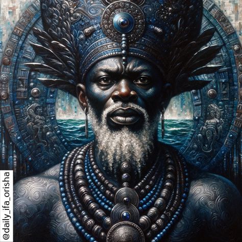 ORISHÁ OLOKUN Olokun Orisha, Yemaya Orisha, Black Power Art, Soulful Art, Power Art, African Spirituality, Black Characters, Afro Art, African Men