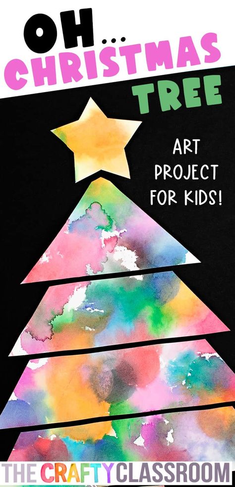 Holiday Tree Craft, Paper Christmas Tree Craft, Kindergarten Christmas Crafts, Christmas Tree Idea, Christmas Tree Outline, Christmas Art For Kids, Christmas Tree Craft, Christmas Art Projects, Christmas Tree Template