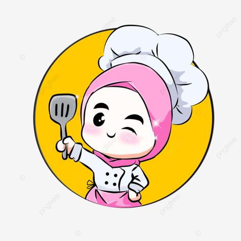 Baking Cartoon, Chef Woman, Chef Illustration, Hijab Pink, Chef Cartoon, Girl Muslim, Cartoon Chef, Chef Logo, House Cartoon