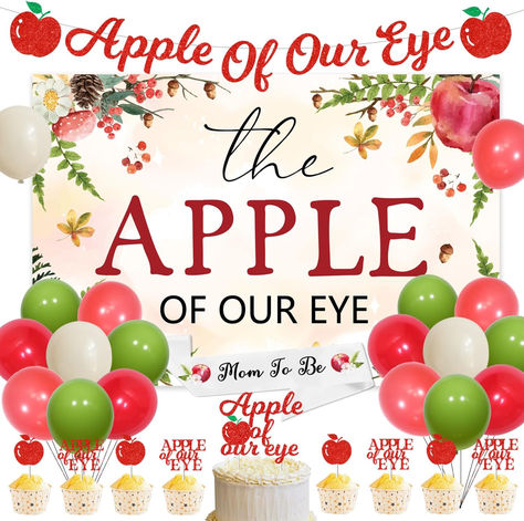 43Pcs Apple Theme Baby Shower Decorations, Sweet Baby Birthday Party Supplies with Apple of Our Eye Banner, Backdrop, Cake Toppers, Mom To Be Sash, Apple Theme Party Decors for Kids #ad #appleofoureye #theappleofoureye #appleofoureyebabyshower #babyshowerideas #babyshowerthemes #babyshowersupplies #babyshowerdecorations #applebabyshower #applebabyshowerideas #fallbabyshowerthemes Apple Theme Parties, Mom To Be Sash, Fall Baby Shower Themes, Fest Temaer, Apple Theme, Baby Shower Supplies, Baby Birthday Party, Banner Backdrop, Baby Birthday