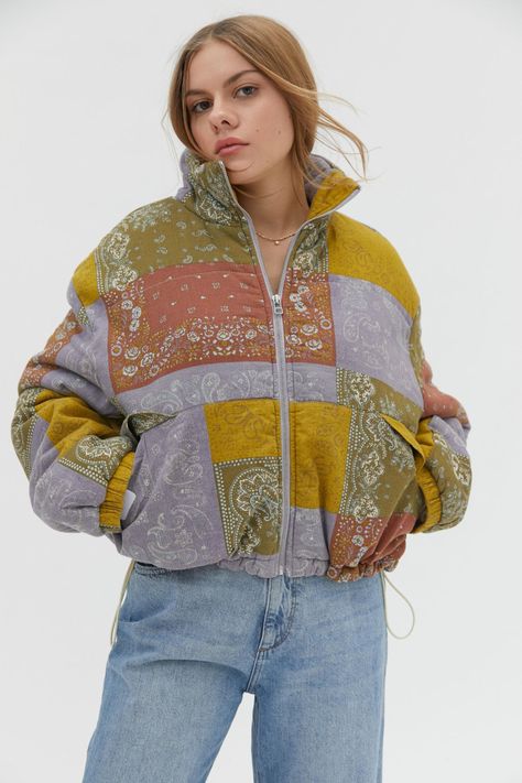 BDG Ash Printed Linen Puffer Jacket | Urban Outfitters Australia Printed Linen, A Jacket, Quilted Jacket, Denim Shop, Puffer Jacket, Sewing Ideas, Linen Blend, Dress To Impress, Coats For Women