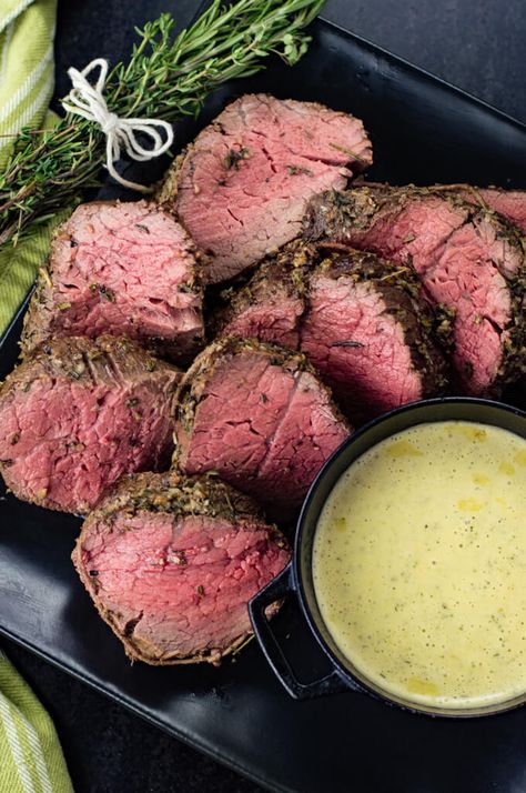 How to cook an easy whole herb-crusted beef tenderloin. This roast is first seared in a cast-iron skillet then baked in the oven to perfect tenderness. The best Christmas Dinner for your holiday table this year. Perfect Beef Tenderloin, Beef Tenderloin Roast Recipes, Creamy Horseradish, Creamy Horseradish Sauce, Beef Tenderloin Recipes, Roast Beef Sandwich, Beef Tenderloin Roast, Tenderloin Roast, Tenderloin Recipe