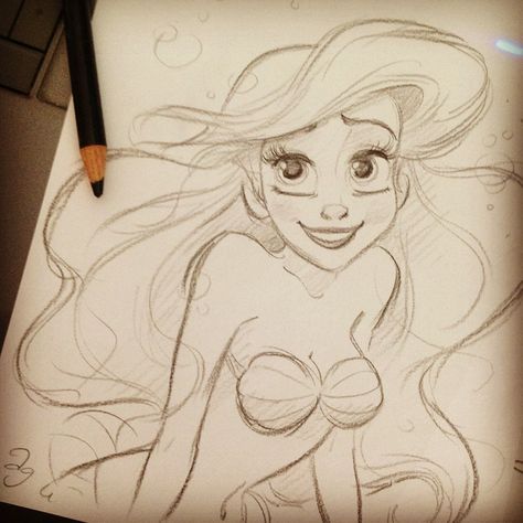 Ariel Sketch Ariel Drawing, Disney Drawings Sketches, Ariel Disney, Disney Art Drawings, Princess Drawings, Drawing Faces, Disney Artwork, Disney Sketches, Disney Ariel