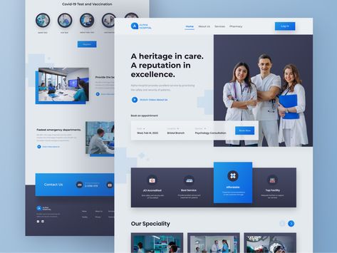 Hospital Home Page Hospital Website, Medical Website, Medical Website Design, Studio Marketing, Landing Page Inspiration, Ui Design Website, Ux Design Inspiration, Medical Design, Emergency Department