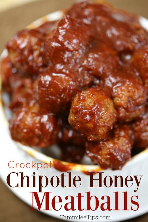 Honey Chipotle Crockpot Chicken, Honey Mustard Meatballs Crockpot, Spicy Meatballs Crockpot, Honey Chipotle Meatballs, Honey Bourbon Meatballs Crockpot, Cocktail Meatballs Crockpot, Slow Cooker Honey Buffalo Meatballs, Meatball Appetizer Crockpot, Chipotle Meatballs