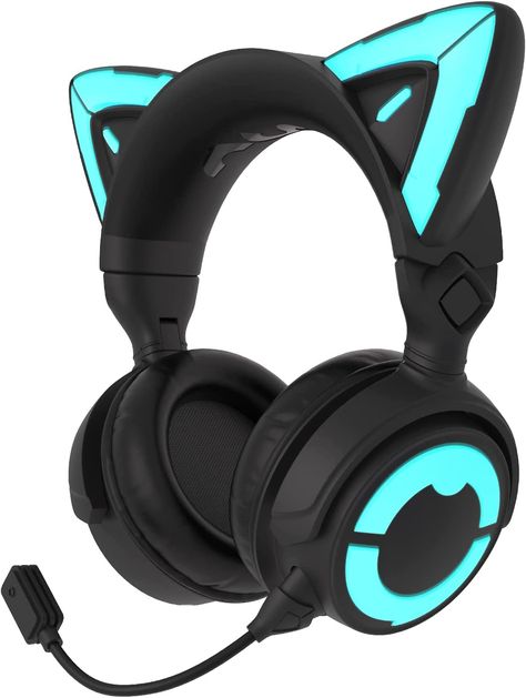 YOWU RGB Cat Ear Headphone 4, Upgraded Wireless & Wired Gaming Headset with Attachable HD Microphone -Active Noise Reduction, Dual-Channel Stereo & Customizable Lighting and Effect via APP (Black) Cat Ear Headset, Cat Headphones, Gaming Microphone, Cool Tech Gadgets Electronics, White Headphones, Adjustable Headband, Cat Ear, Gaming Headphones, Black Headphones