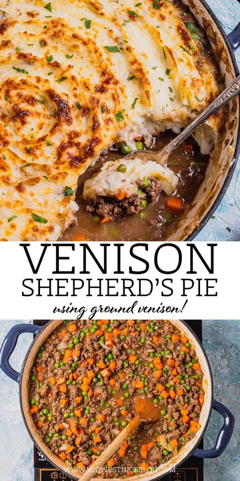 Venison Shepherds Pie Recipe, Venison Shepards Pie, Elk Meat Recipes, Shepherds Pie Recipe Healthy, Ground Venison Recipes, Shepherd Pie, Elk Recipes, Shepard's Pie, Venison Burgers