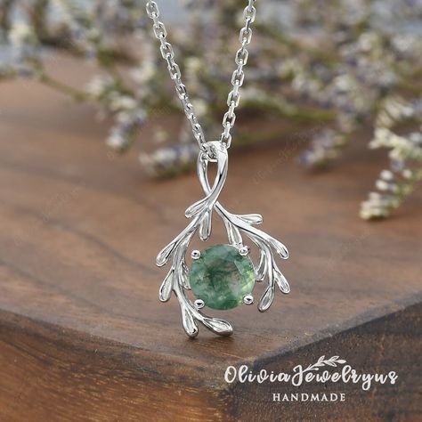 Olive Branch Necklace Nature Moss Agate Pendant Silver White Gold Inspired Women Necklaces Floral Leaf Cluster Solitaire Necklace Dainty Chain Click to see more types of necklaces https://www.etsy.com/shop/oliviajewelryus?sort_order=date_desc&section_id=36499050 ▶ Women Necklace Details: ※Metal: Silver or 14K  Solid Gold (Rose, White, or Yellow) ※Center Stone: Natural  Moss agate, 6mm ❤EXPLORE MY SHOP❤ https://www.etsy.com/shop/oliviajewelryus ▶Tips: ※accept return and exchange for normal orders Cluster Pendant Necklace, Moss Jewelry, Moss Agate Necklace, Birthstone Necklace Mothers, Moss Agate Jewelry, Silver Metal Clay, Wax Ring, Women Necklaces, Branch Necklace