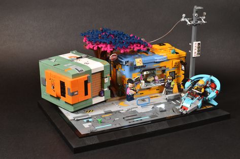 Cyberpunk Food Stall | This is my latest MOC i've been worki… | Flickr Cyberpunk Food, Lego Apocalypse, Lego Cyberpunk, Lego Ninjago City, Lego Masters, Lego Moc Ideas, Space Themes, Ninjago City, Lego Buildings